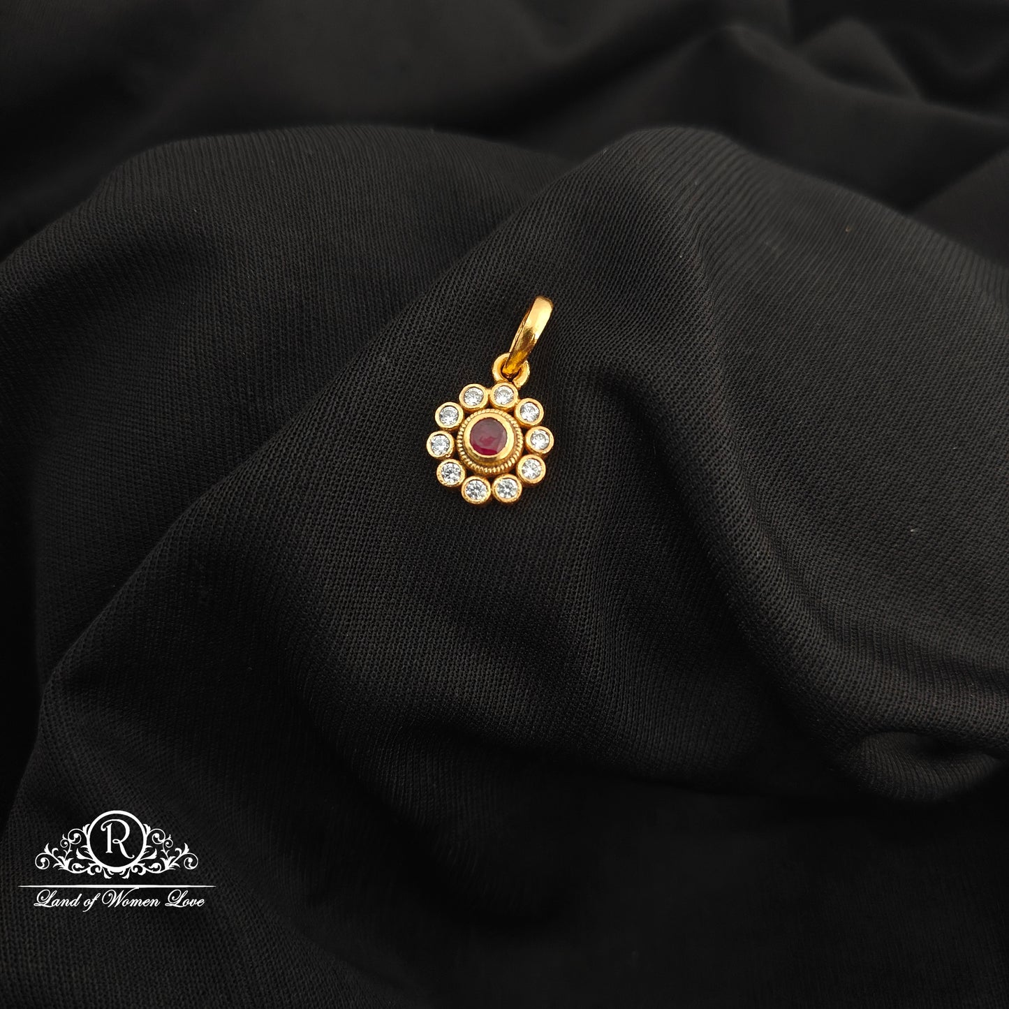 92.5 Silver Flower design with gold polish locket-RCR261
