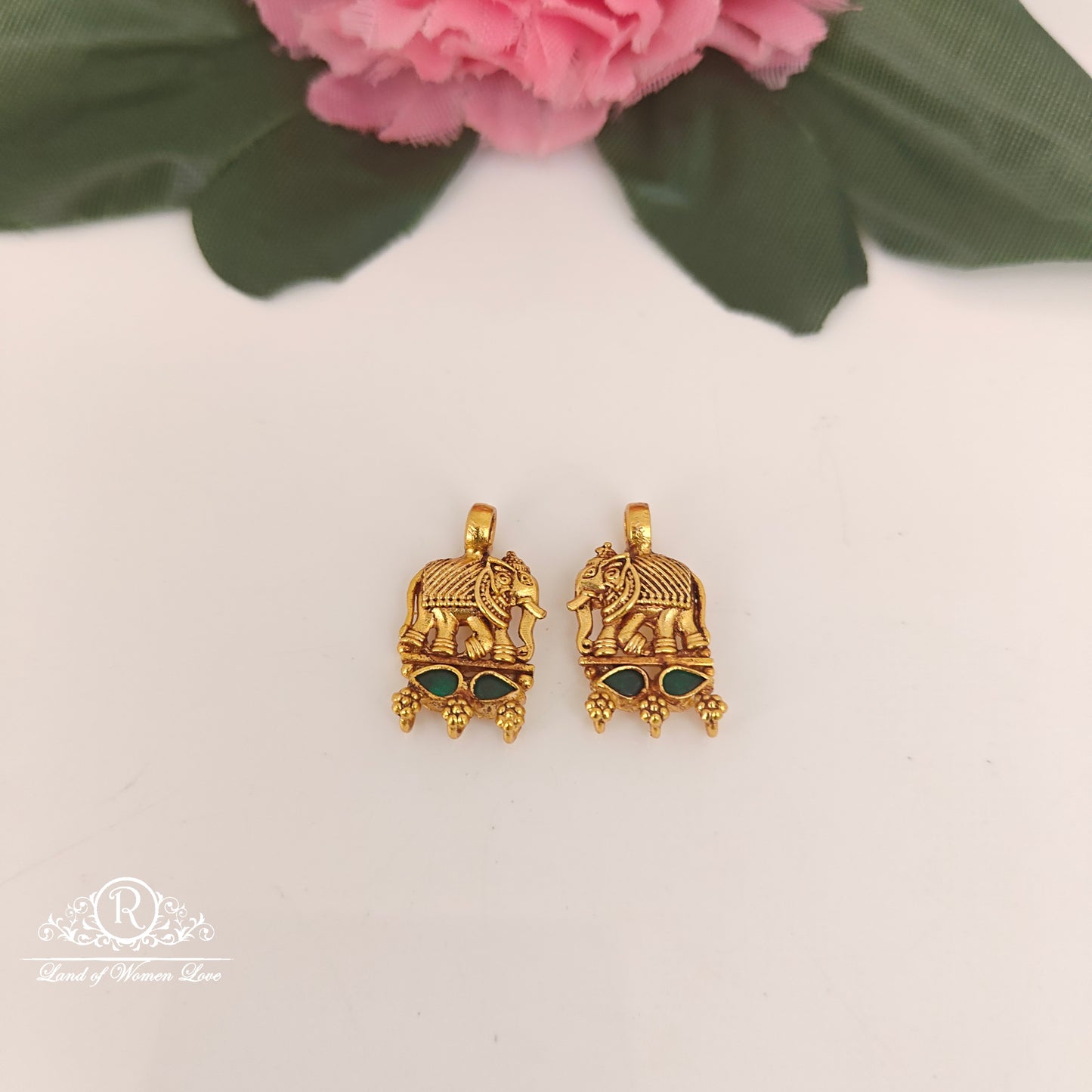 92.5-SILVER ELEPHANT DESGIN SIDE LOCKETS -RCZ1063