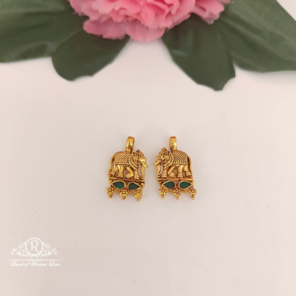 92.5-SILVER ELEPHANT DESGIN SIDE LOCKETS -RCZ1063