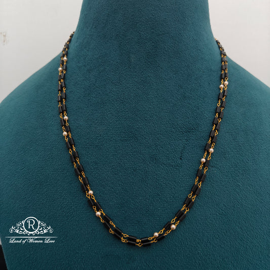 92.5 silver Black Beads chain -RCMJ299