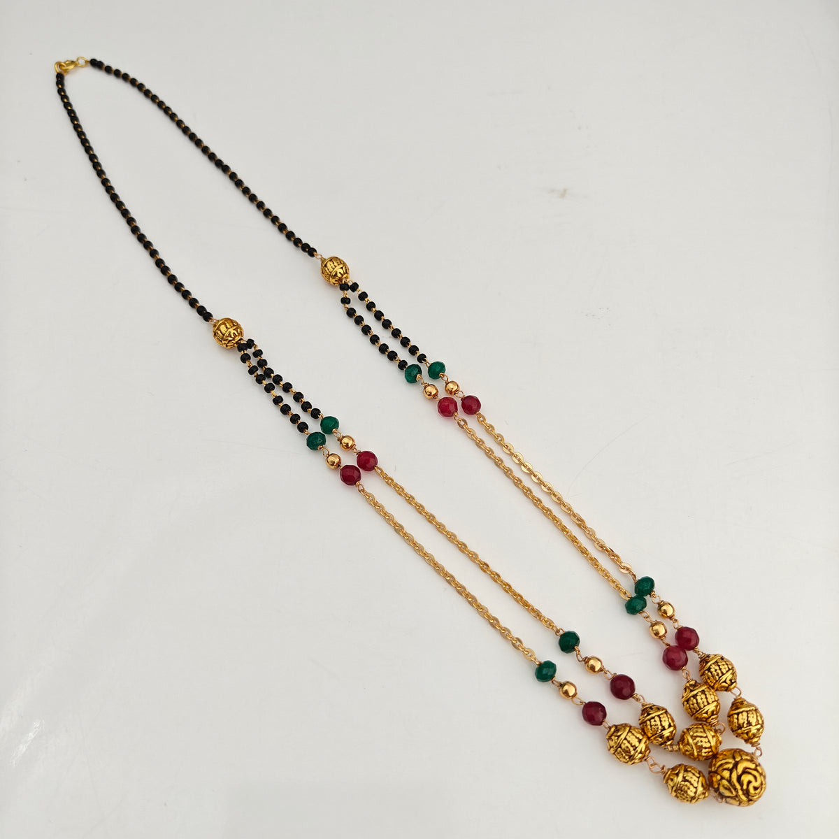 92.5 Silver with gold polish black beads -RCH1370