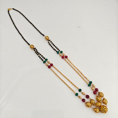 92.5 Silver with gold polish black beads -RCH1370