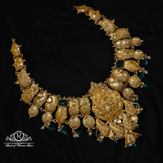 92.5 SILVER LAKSHMI DEVI WITH PEACOCK NECKLACE-RCM1367