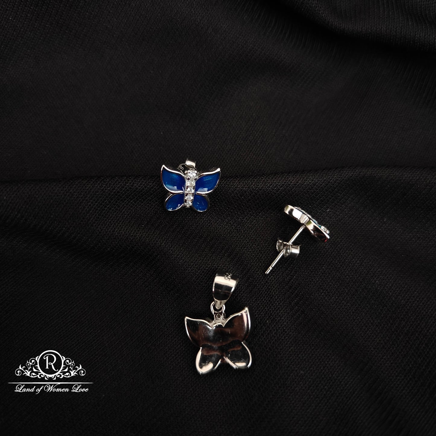 92.5 SILVER BUTTERFLY EARRINGSWITH PENDANT-RCG308