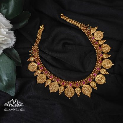 92.5 SILVER KASU NECKLACE WITH RUBY-RCP181