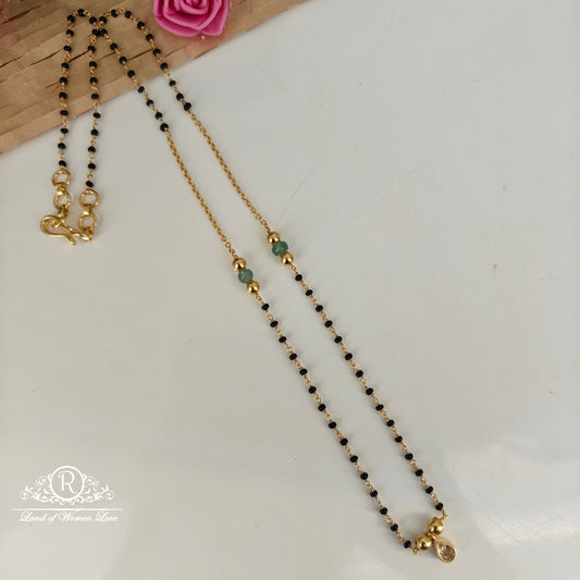 92.5-SILVER BLACK BEADS CHAIN-RCNJ041