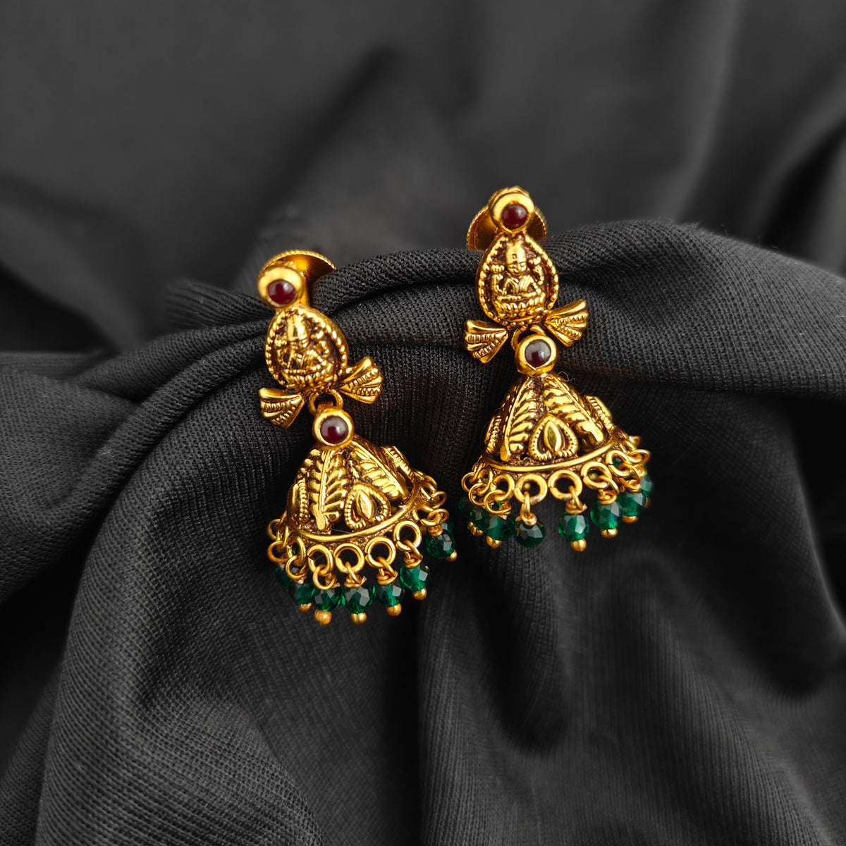 92.5 Silver With Gold Polish  Lakshmi Devi Jumkas -RCV412