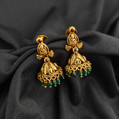 92.5 Silver With Gold Polish  Lakshmi Devi Jumkas -RCV412