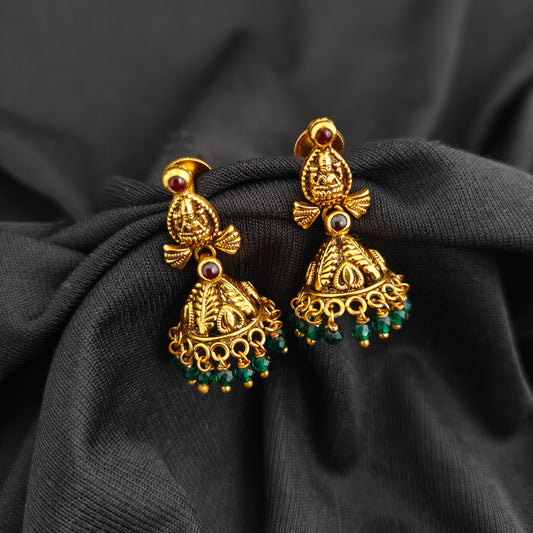 92.5 Silver With Gold Polish  Lakshmi Devi Jumkas -RCV412