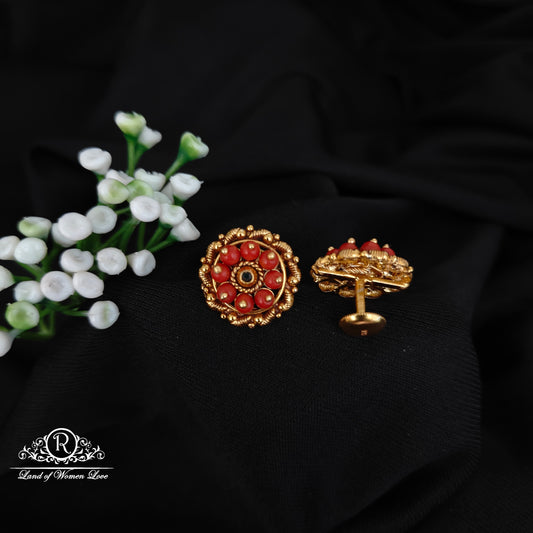 92.5 SILVER CORAL ROUND STUDS-RCJR1087