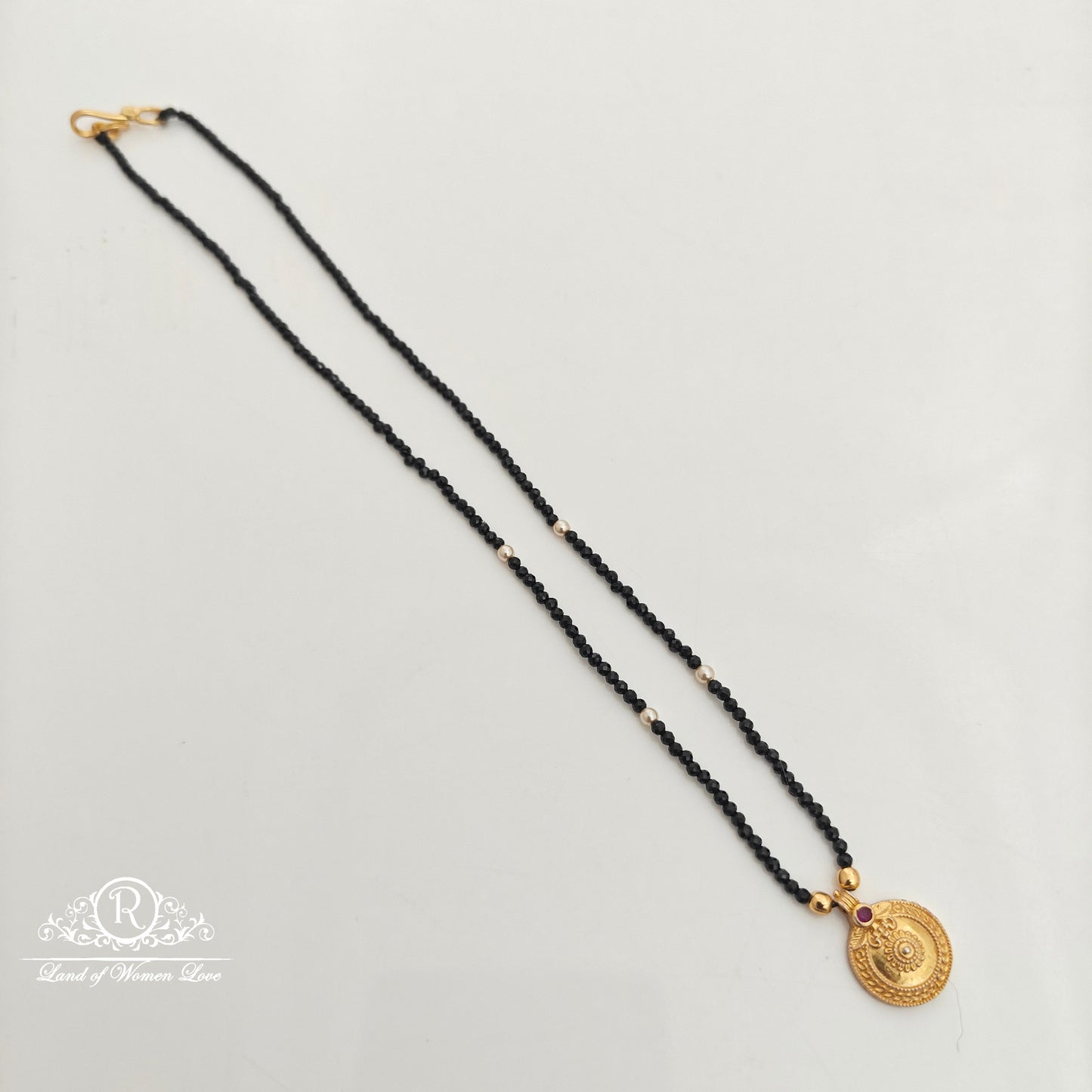 92.5 Silver with gold polish black beads-RCH1287