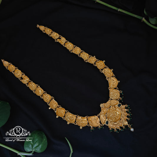 92.5 silver simple and Cute  and peacock design nakshi haram -RCJR1022"