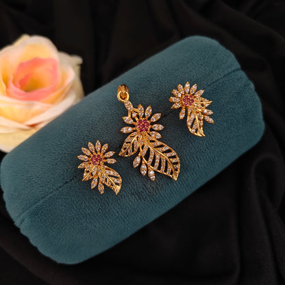 92.5 SILVER CZ  STONE EARRINGS WITH LOCKET-SET -RCMB020