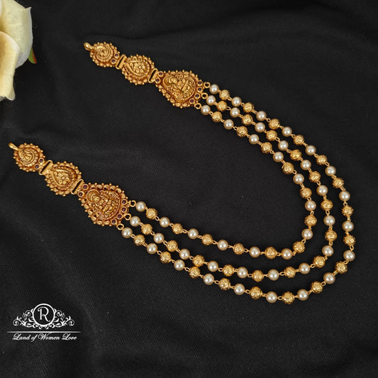 92.5 Silver 3 Lines Pearl Beads Chain With Side Peacock Desgin Pendants-RCJR1137