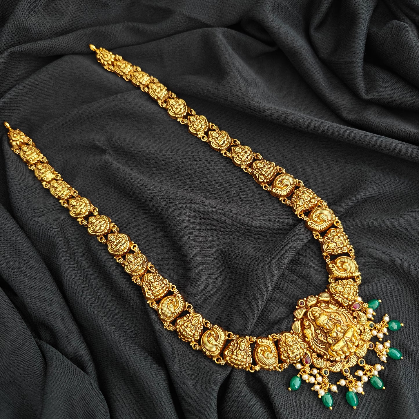 92.5 Silver  lakshmi devi Haram design-RCV328