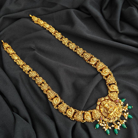 92.5 Silver  lakshmi devi Haram design-RCV328