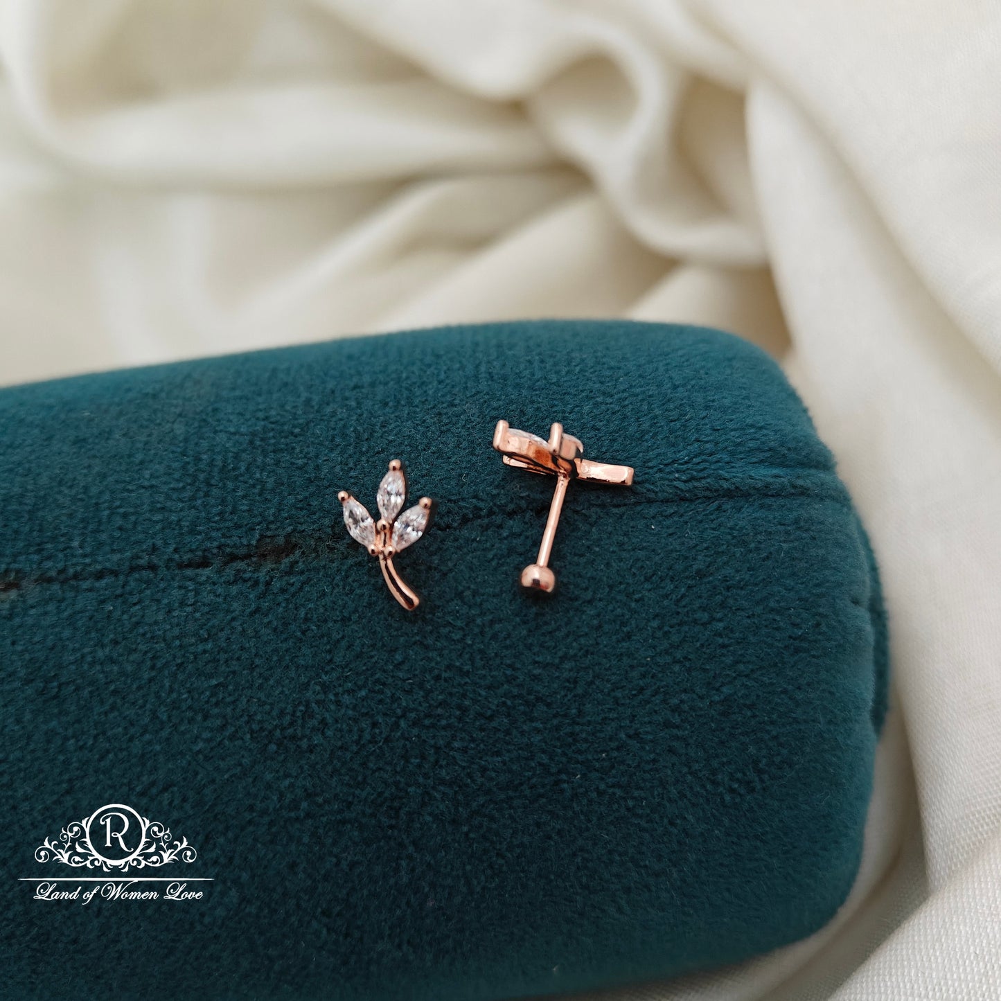 92.5 Silver Rose Gold Polish  Kids Earrings-RCSS020