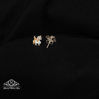 92.5 Silver Unicorn Kids Earrings-RCHS63