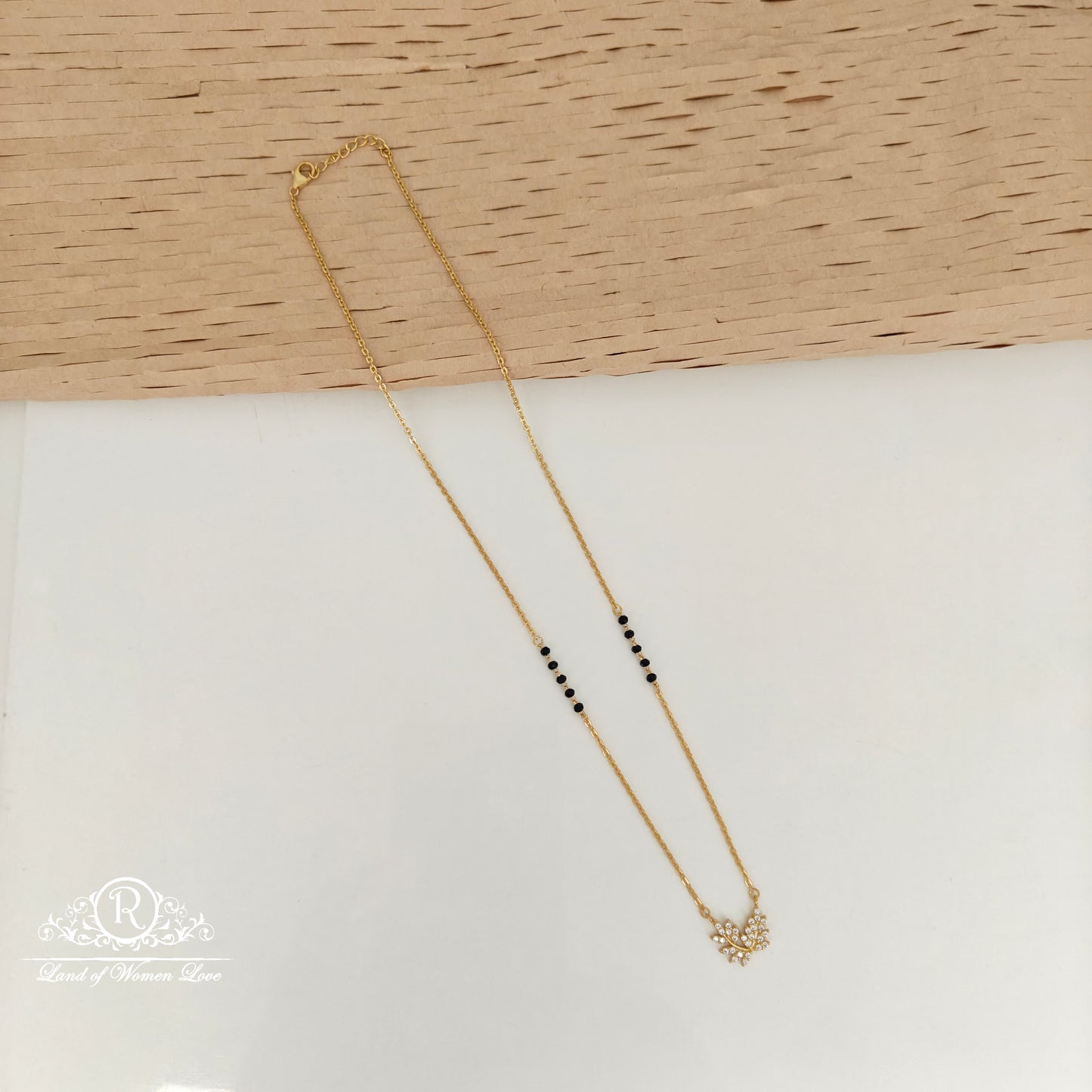 92.5 SILVER LIGHT WEIGHTBLACK BEADS WITH PENDANT-RCVC002