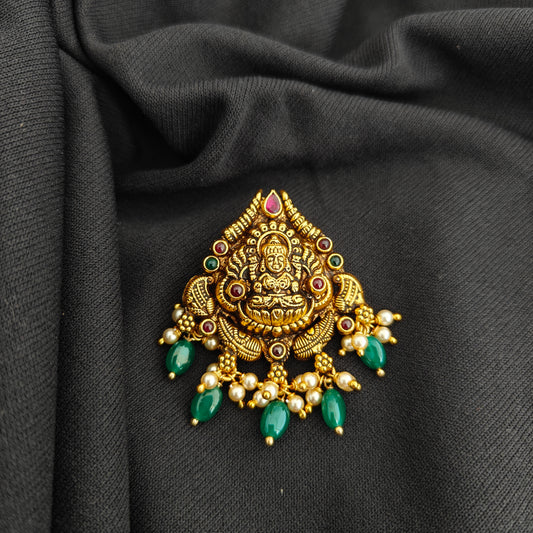 92.5 Silver With Gold Polish Lakshmi Devi Desgin pendant -RCV367