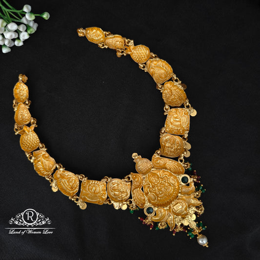 92.5 silver simple and Cute nakshi necklace with Lakshmi Devi Design -RCJR1004