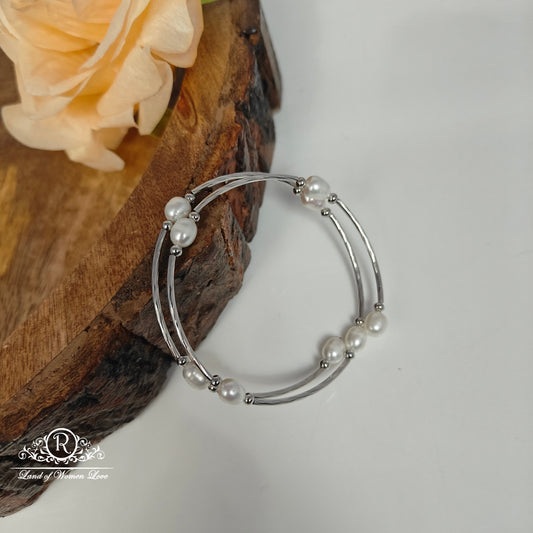 Sterling silver polish pearls bracelet-RCMR48