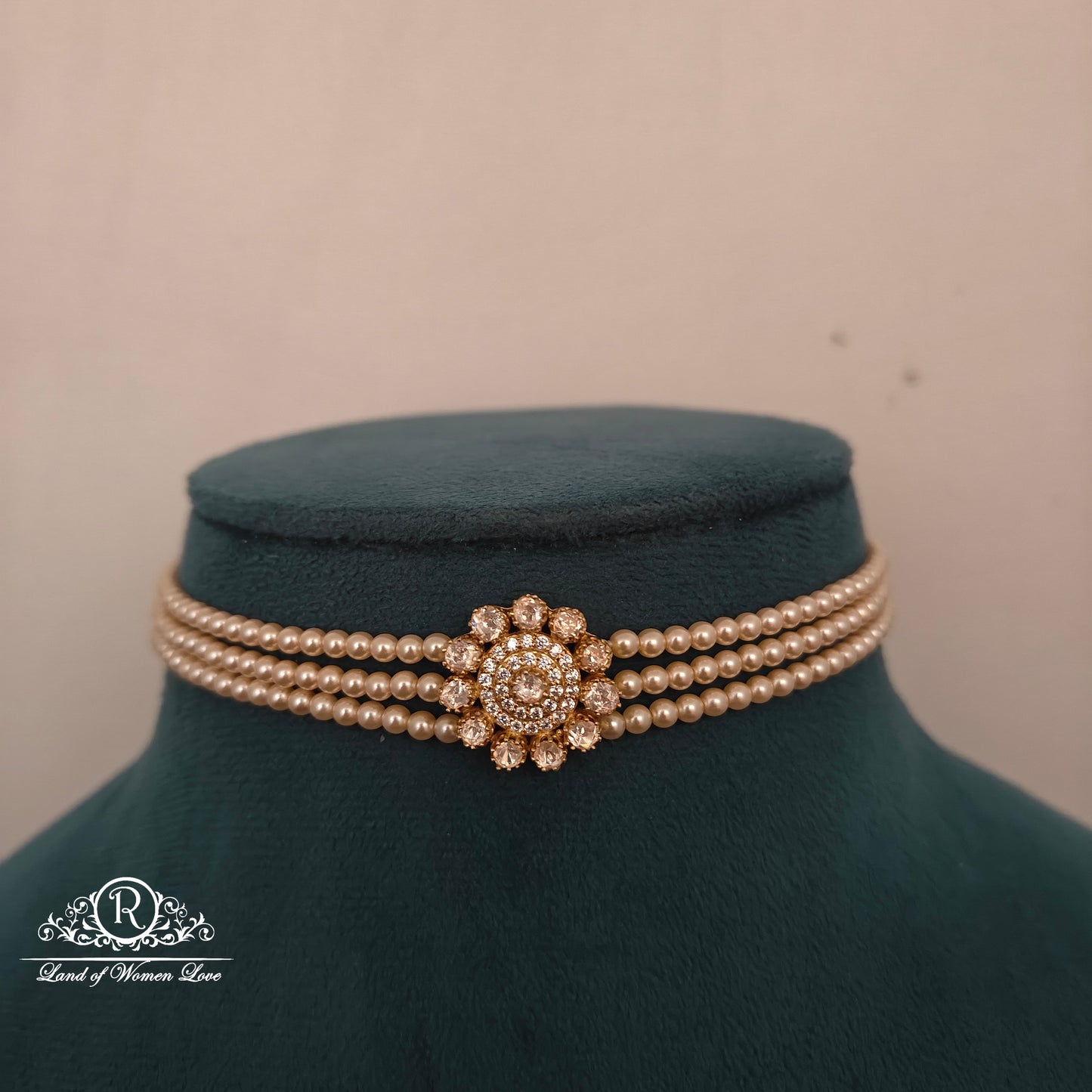 92.5 Silver  pearl chocker-RCH1224