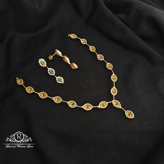 92.5 Silver diamond finishing Necklace with earrings -RCSB041