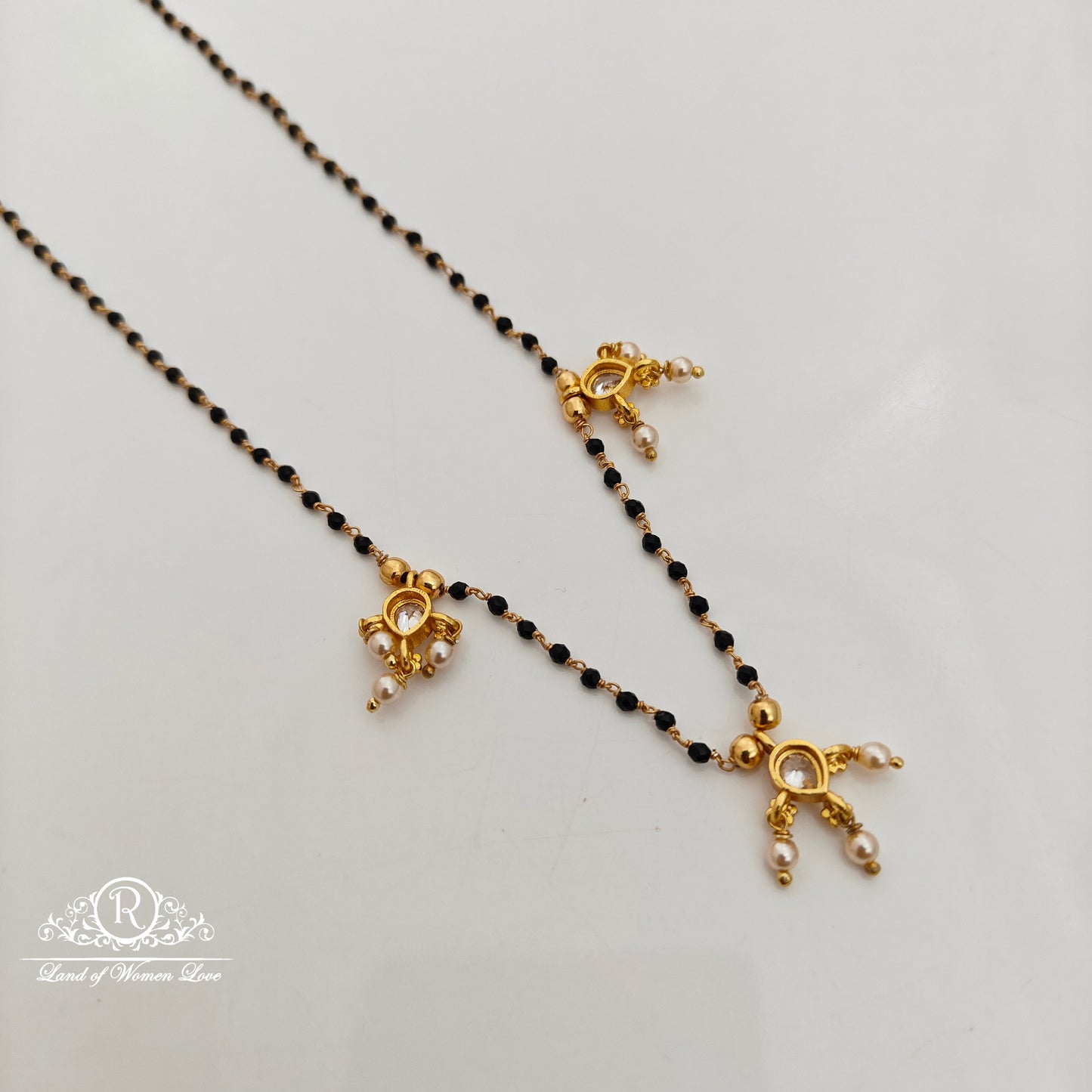 92.5 Silver with gold polish black beads-RCH1298