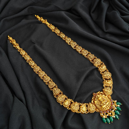 92.5 Silver  lakshmi devi Haram design-RCV329