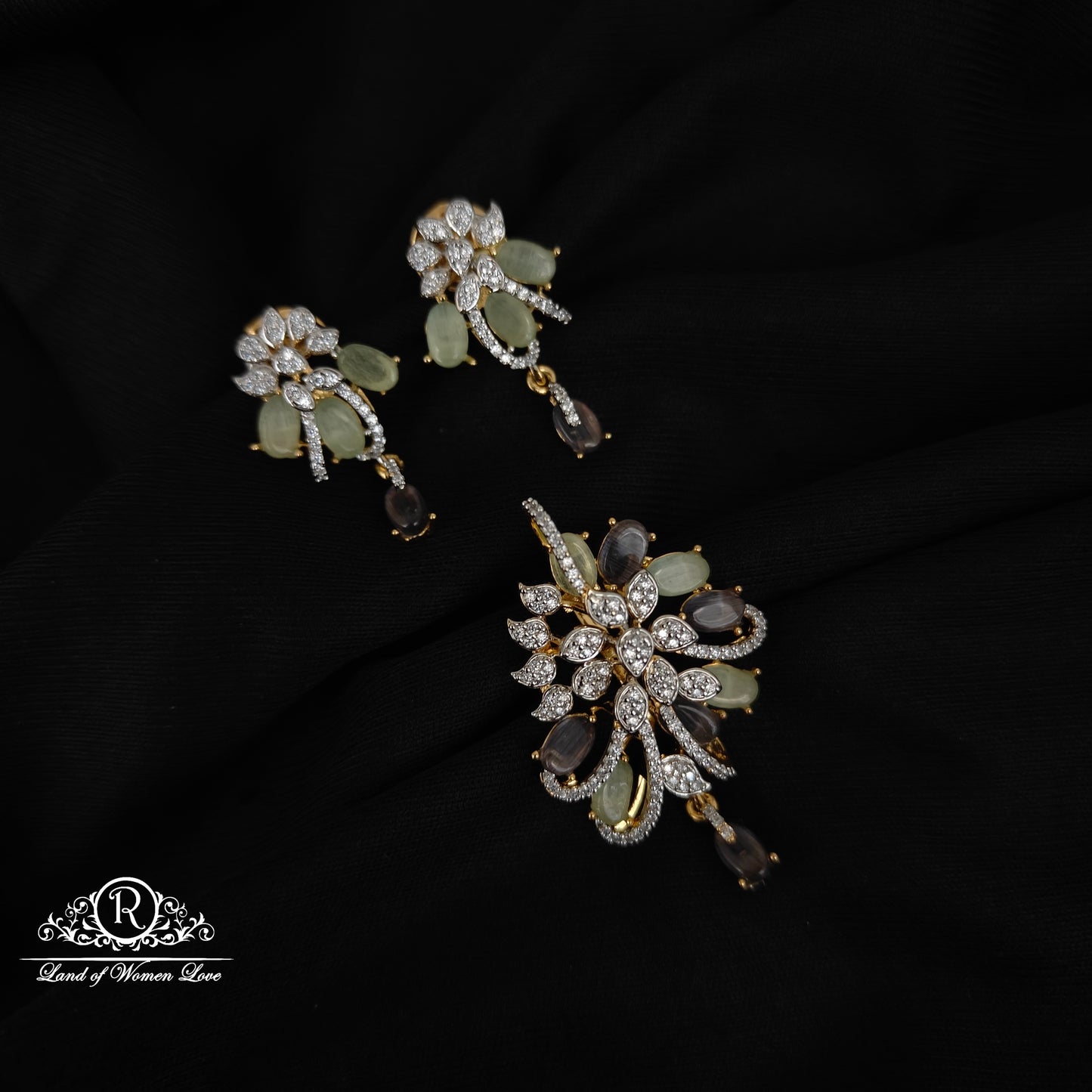 92.5 SILVER FUSHION COLLECTION EARRINGS WITH PENDANT SET-RCM1435