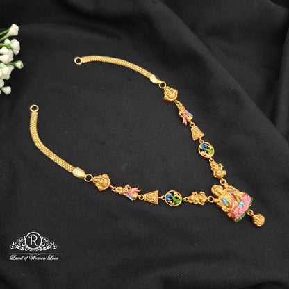 92.5 Silver lakshmidevi and peacock design necklace-RCR122
