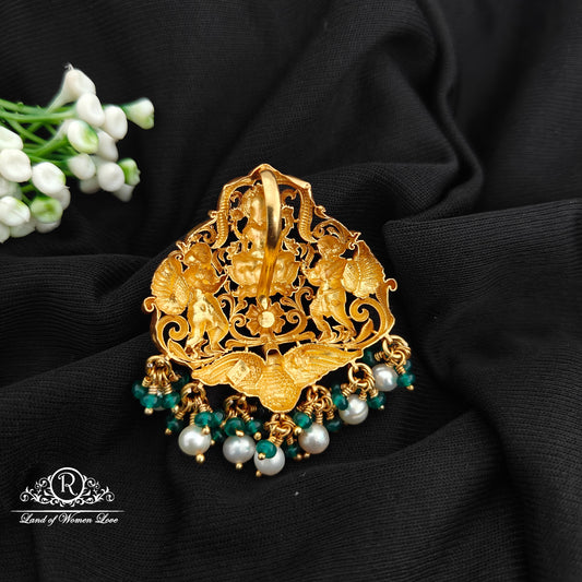 92.5 Silver lakshmidevi pendent with beads hangings-RCR102