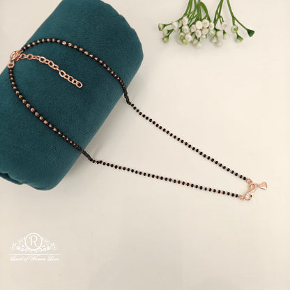 92.5 SILVER ROSE GOLD POLISH BLACK BEADS CHAIN-RCRB42