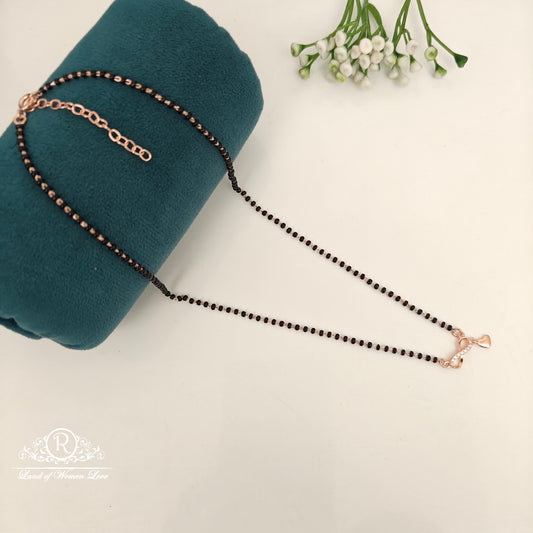 92.5 SILVER ROSE GOLD POLISH BLACK BEADS CHAIN-RCRB42