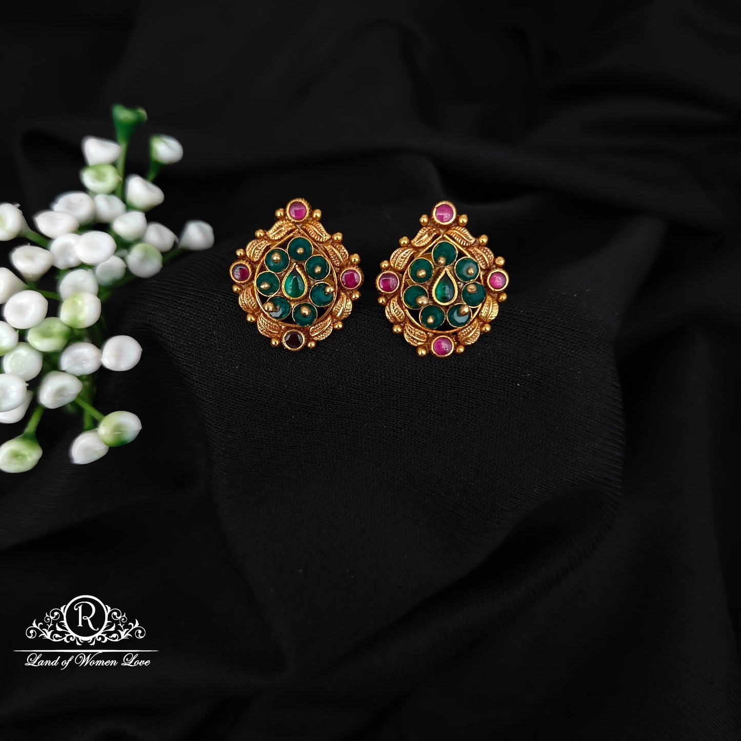 92.5 SILVER GREEN BEADSROUND STUDS-RCJR1092