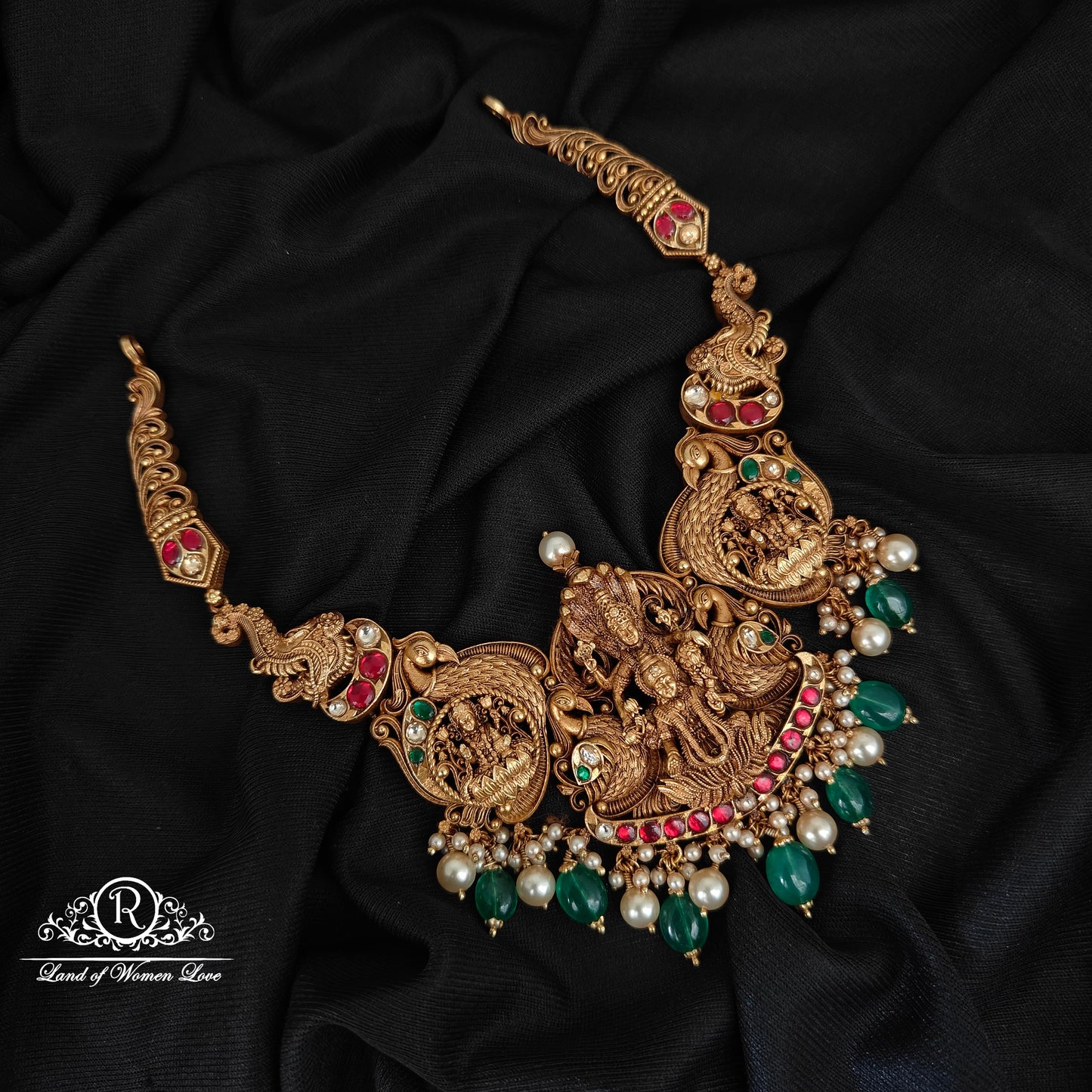 92.5-SILVER 3DDESGIN  LAKSHMI DEVI NECKLACE-RCAZ07