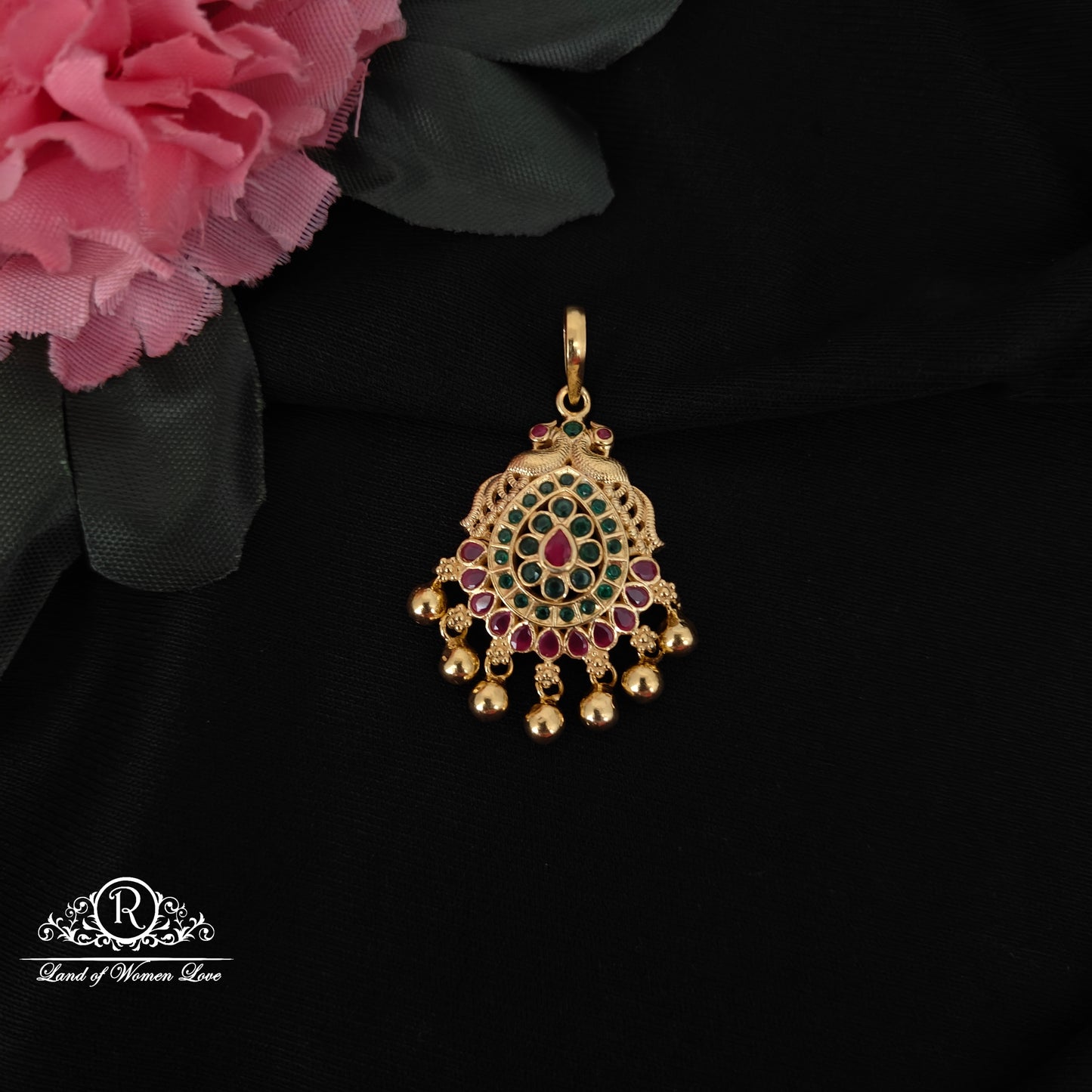 92.5 silver simple and Cute with gold balls locket -M303