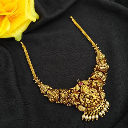 92.5 Silver  lakshmi devi Necklace design-RCV347