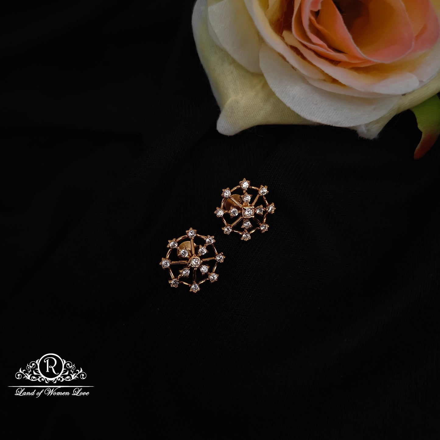 92.5 silver rose gold polish earrings with cz stones -RCP243