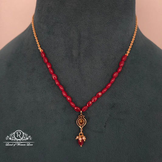 92.5 SILVER BEADS CHAIN WITH MOSSINATE LOCKET -RCH1252