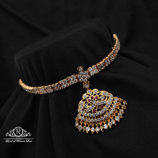 92.5 Silver with gold polish Necklace -RCK331