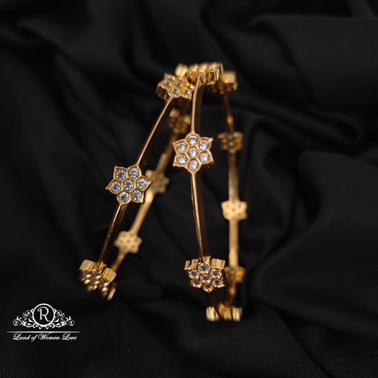 92.5-SILVER WHITE ONE FLOWER BANGLES-RCZ988