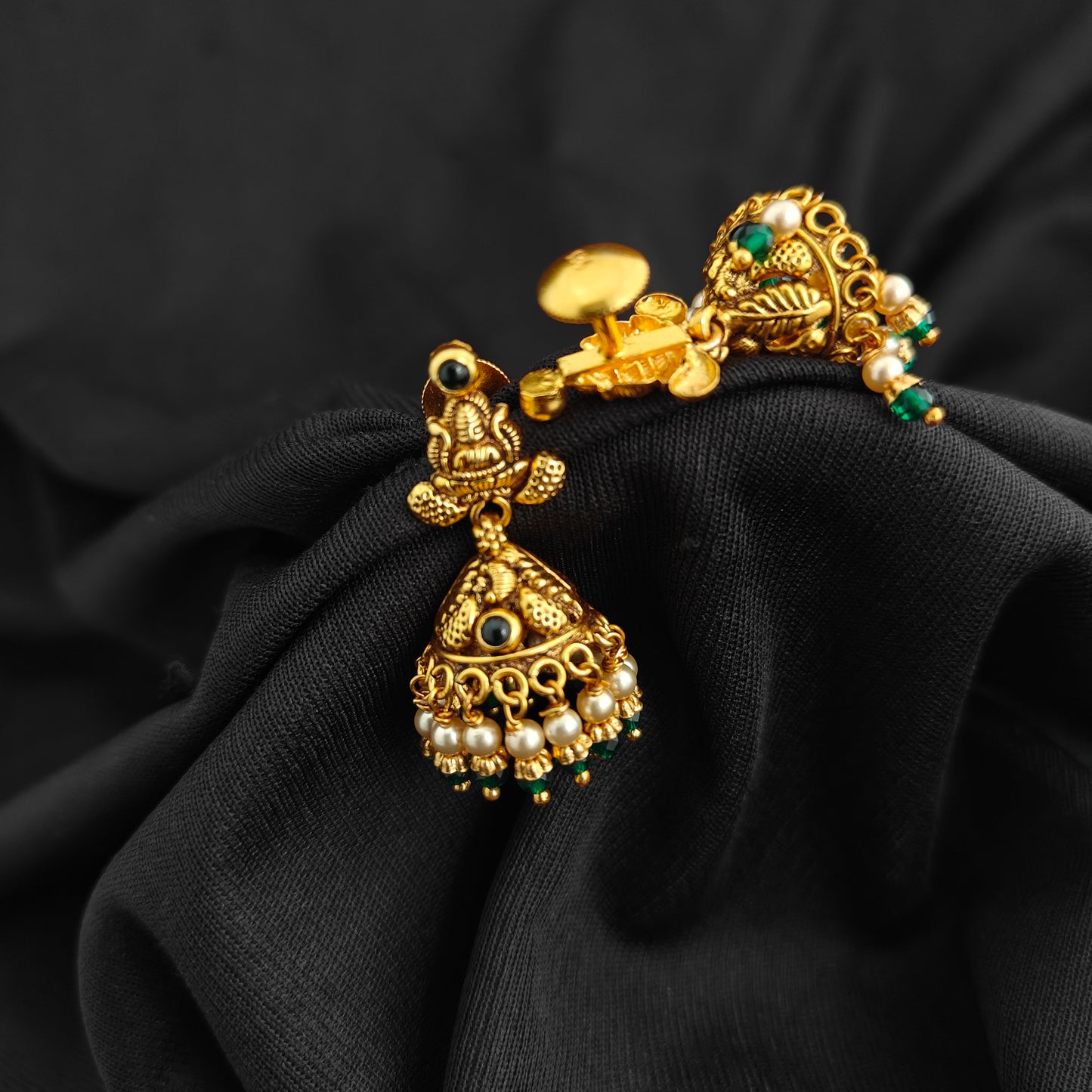 92.5 Silver With Gold Polish  Lakshmi Devi Jumkas -RCV413