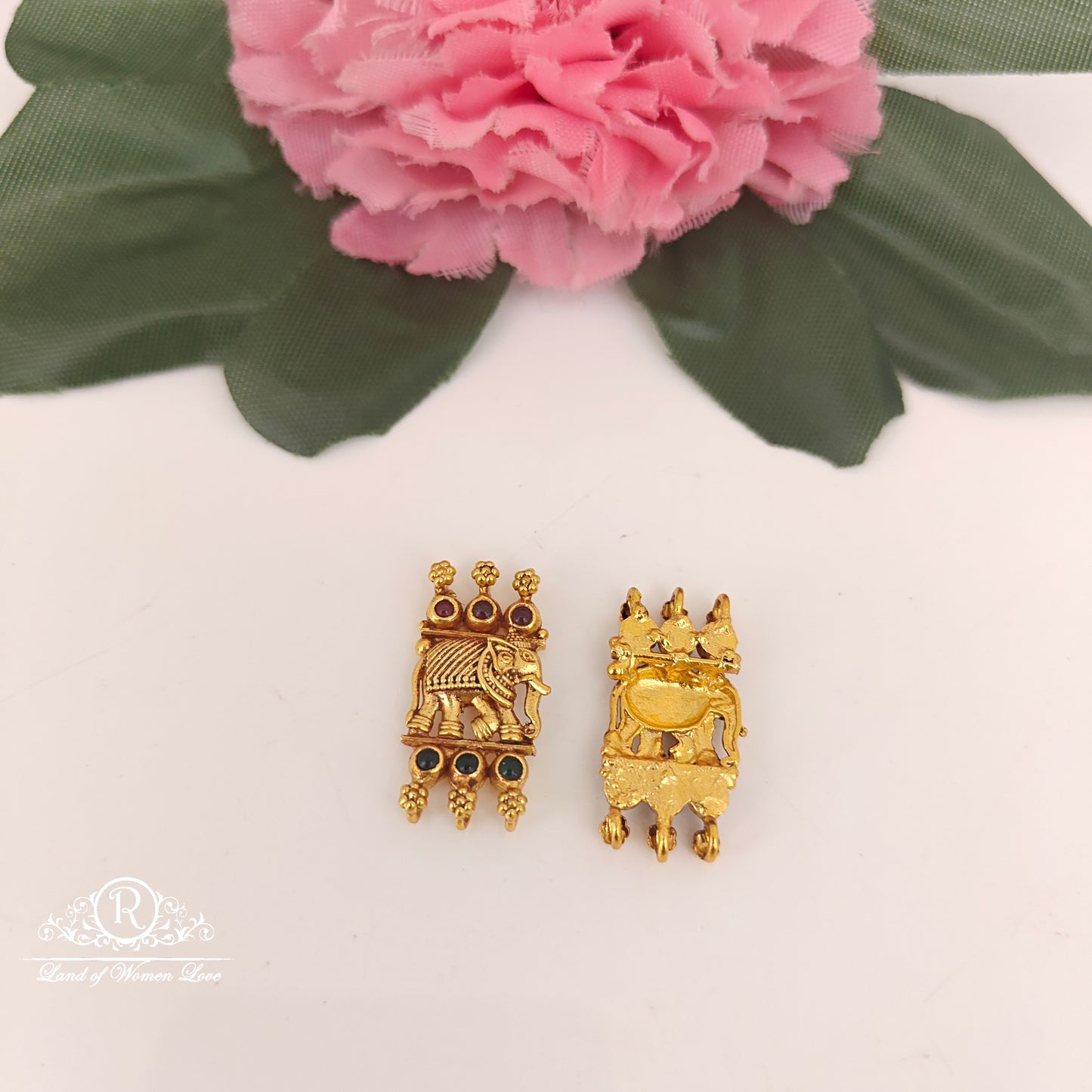 92.5-SILVER ELEPHANT DESGIN SIDE LOCKETS -RCZ1057