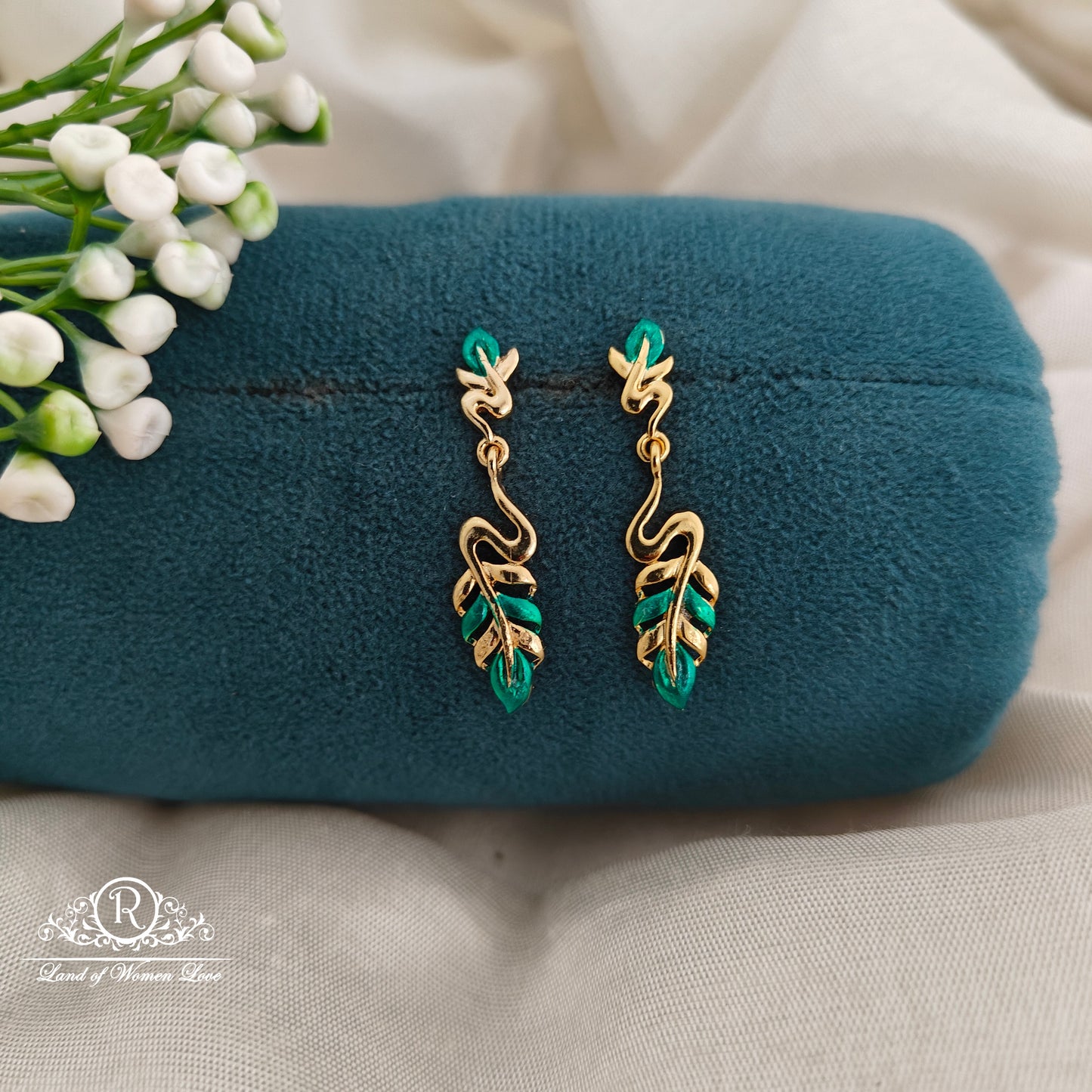 92.5 Ultra premium leaf design earrings-RCR171