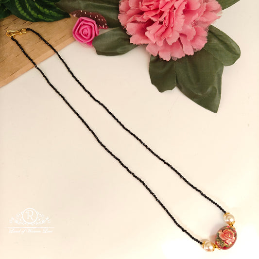 92.5-SILVER BLACK BEADS CHAIN-RCH1134