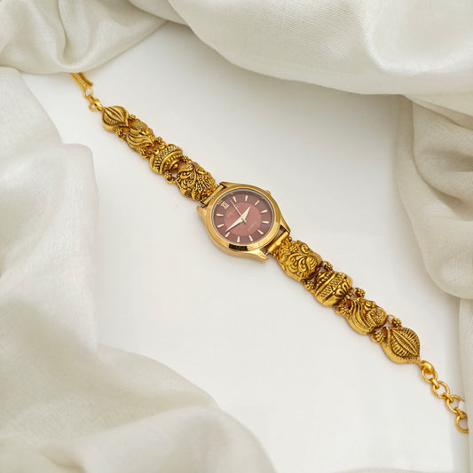 92.5-Silver With Gold Polish Watch Desgin-RCV429