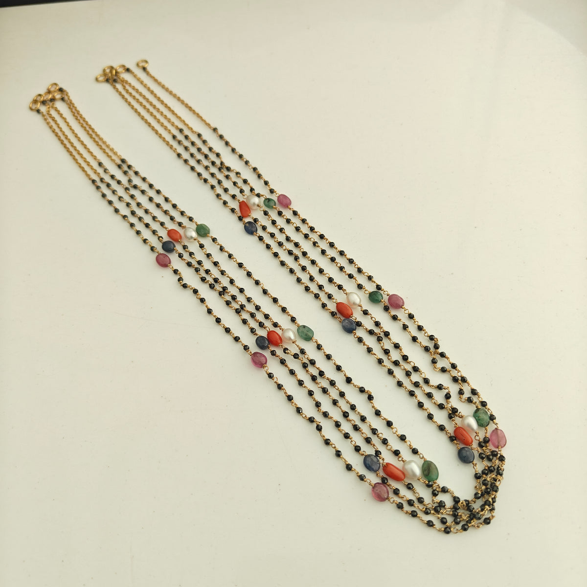 92.5 silver navaratna black beads with (63 models)-RCH1381