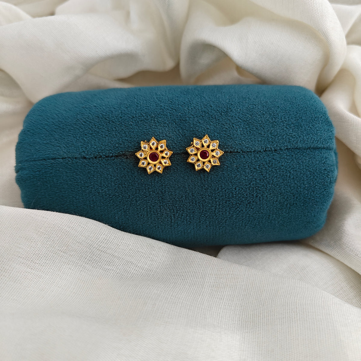 92.5 Silver With Gold Polish Earrings-RCV384
